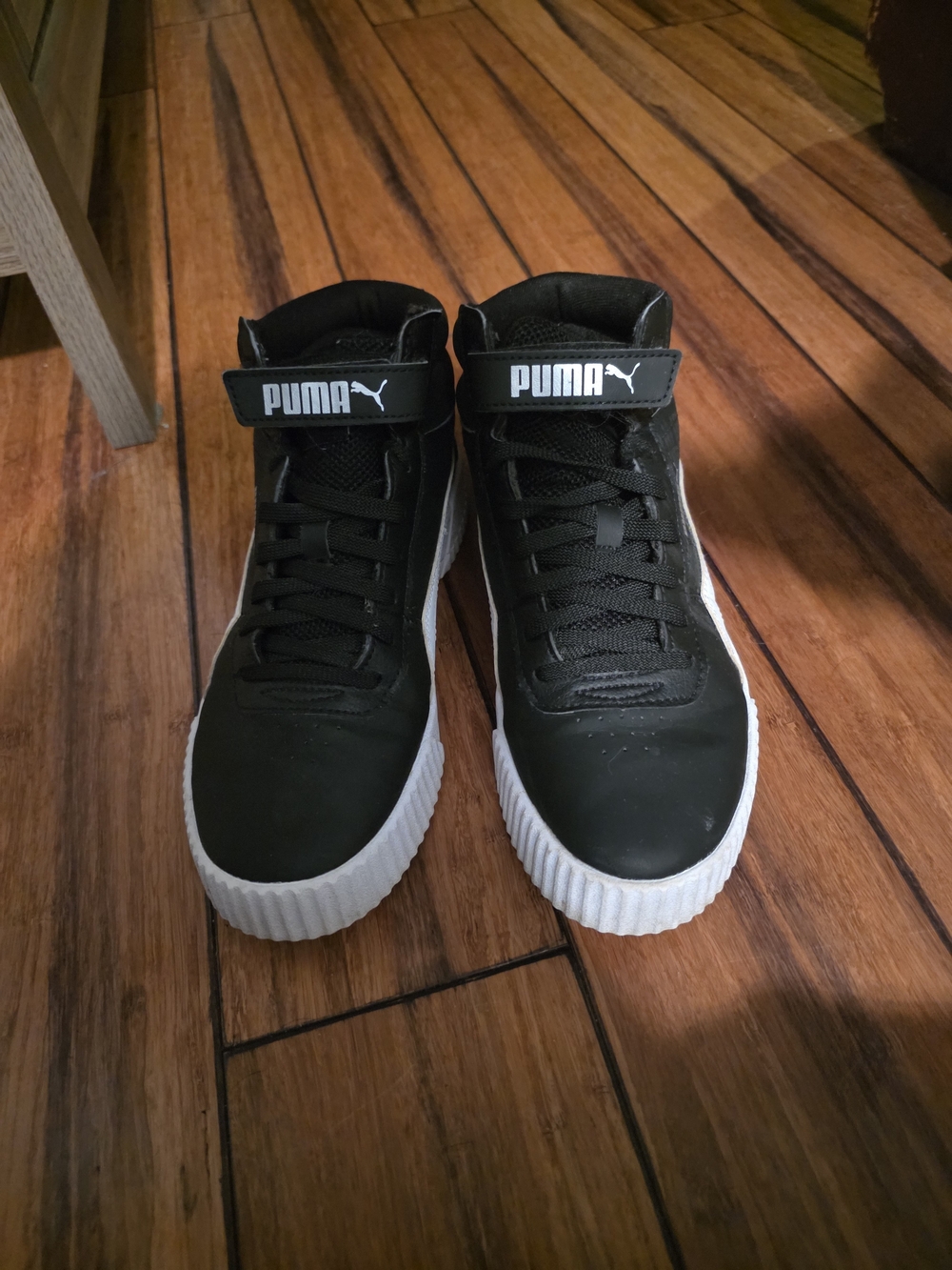 Puma Black High-Top Sneakers with White Platform